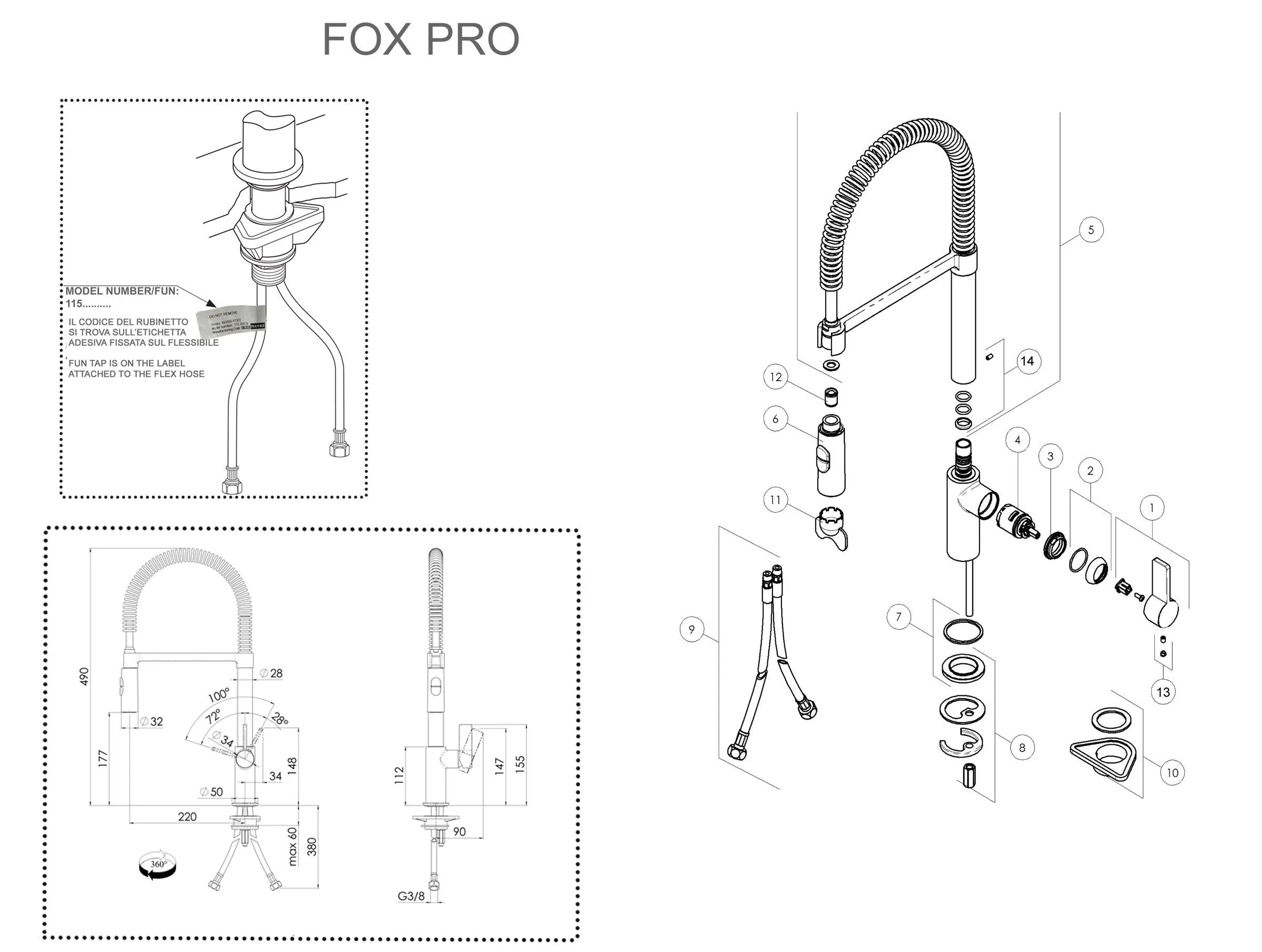 Grifo cocina Fox Semi-Pro Extensible Franke 115.0486.993